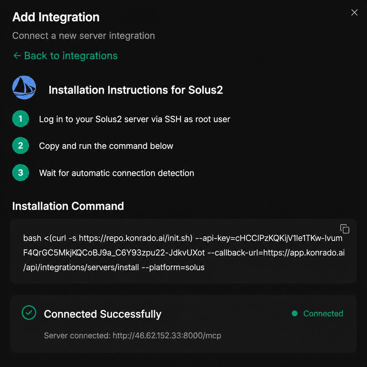SolusVM 2 Connection - KonradoAI