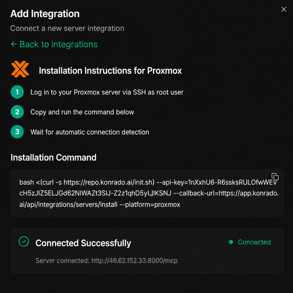 Proxmox Connection - KonradoAI